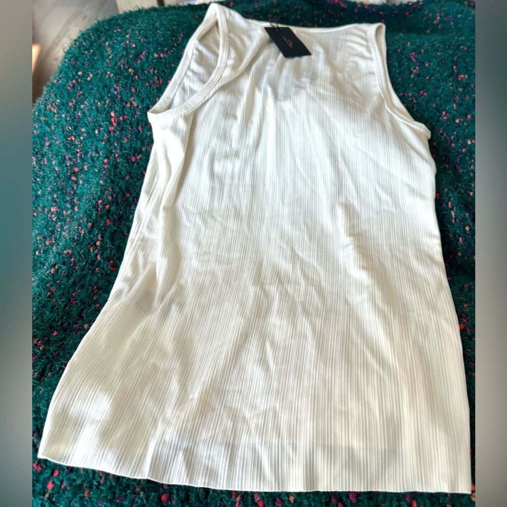 rag & bone Zoe Deep V Ribbed Tank White NWT Elevated Minimalist Top S - Picture 11 of 14